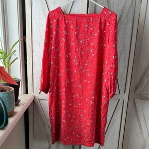 GAP Red Floral Long Sleeve Dress